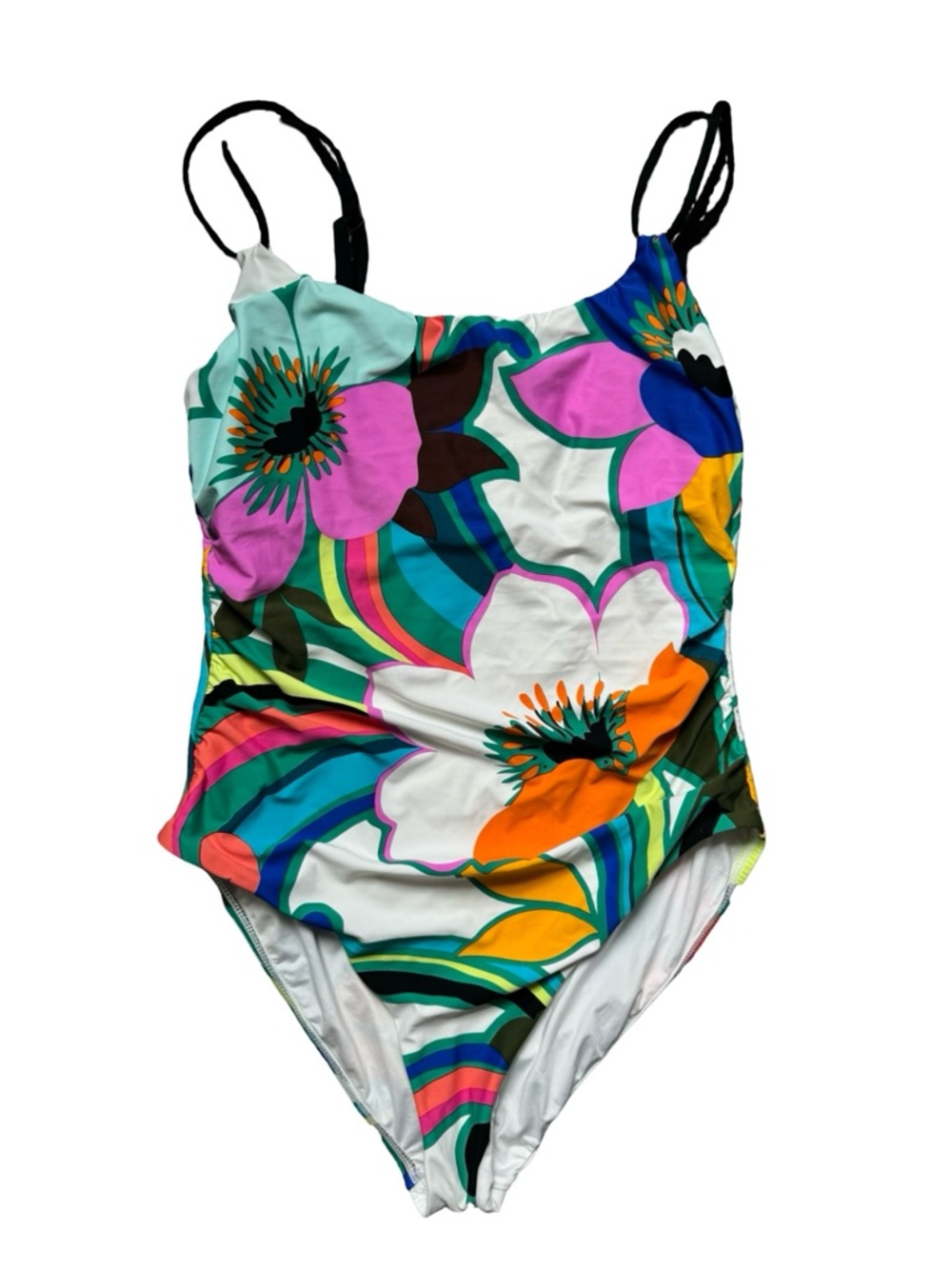 GREAT CONDTN La Blanca Floral Print One-Piece Swimsuit in Pink, Blue and Green - Picture 3 of 4